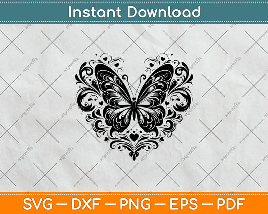 Sparkly Heart Butterfly Svg Digital Cutting File