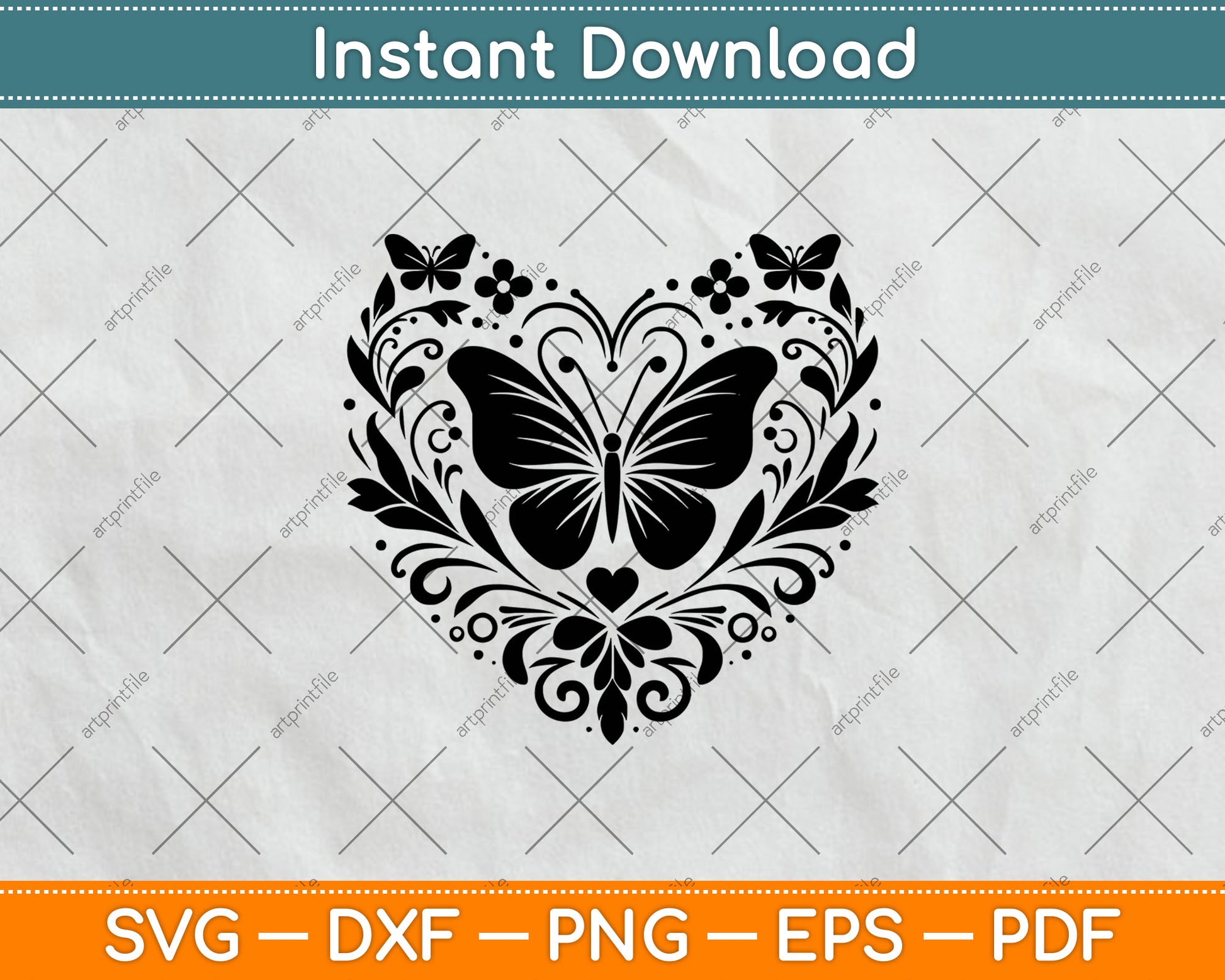 Sparkly Heart Butterfly Svg Vector Digital Cutting File
