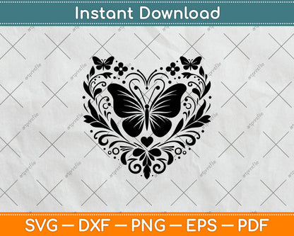 Sparkly Heart Butterfly Svg Vector Digital Cutting File