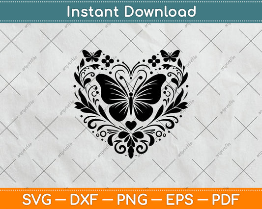 Sparkly Heart Butterfly Svg Vector Digital Cutting File