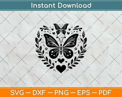 Sparkly Heart Butterfly Svg Design Cutting File