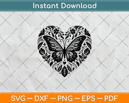 Sparkly Heart Butterfly Svg Png Dxf Digital Cutting File