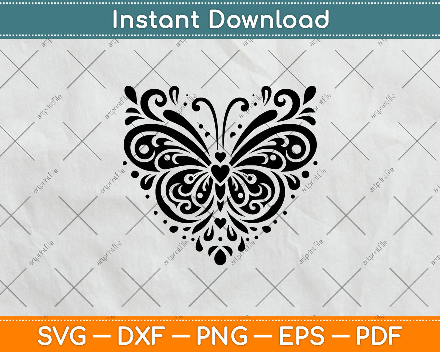 Sparkly Heart Butterfly Svg Digital Cutting File