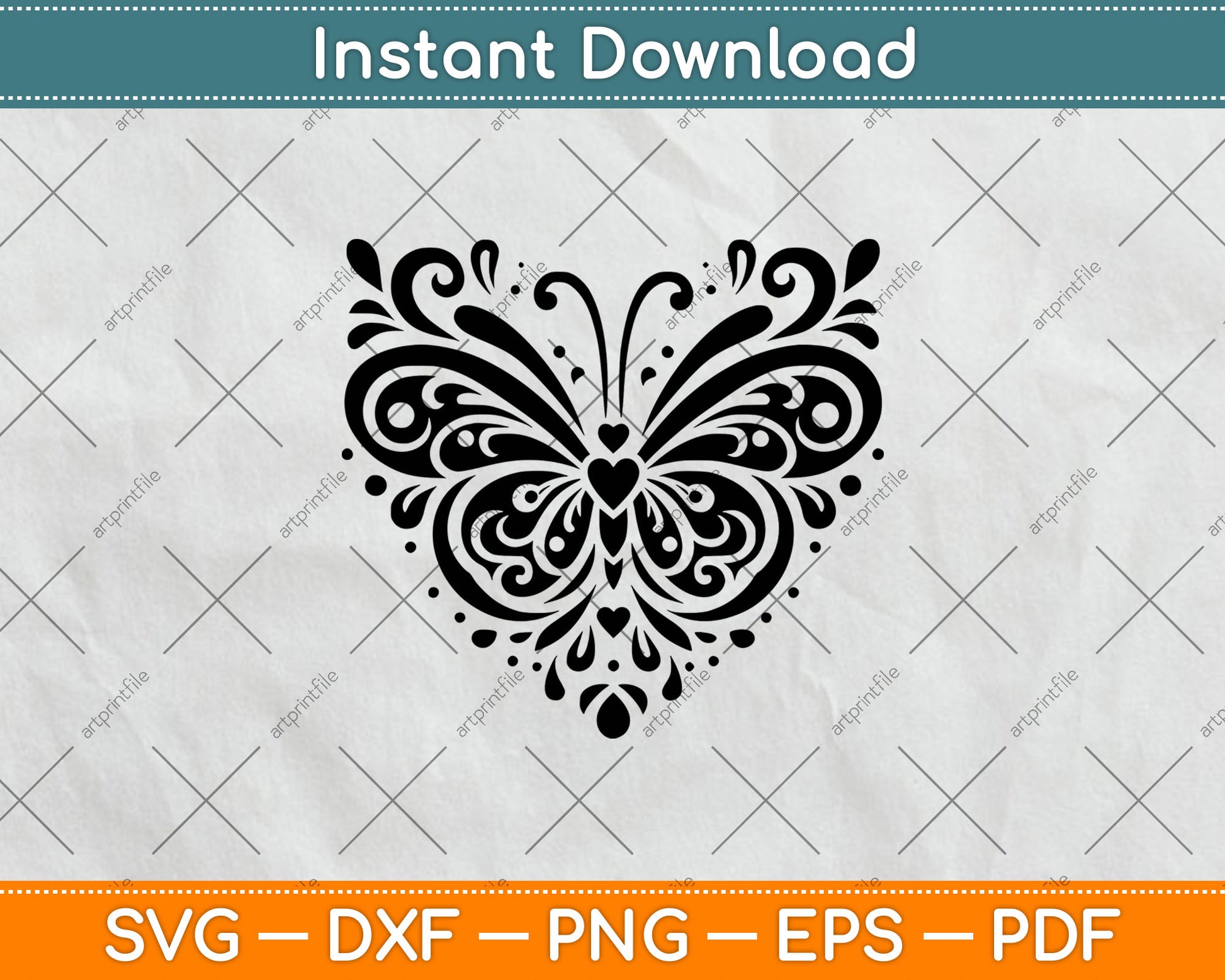 Sparkly Heart Butterfly Svg Digital Cutting File