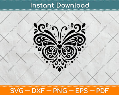 Sparkly Heart Butterfly Svg Digital Cutting File
