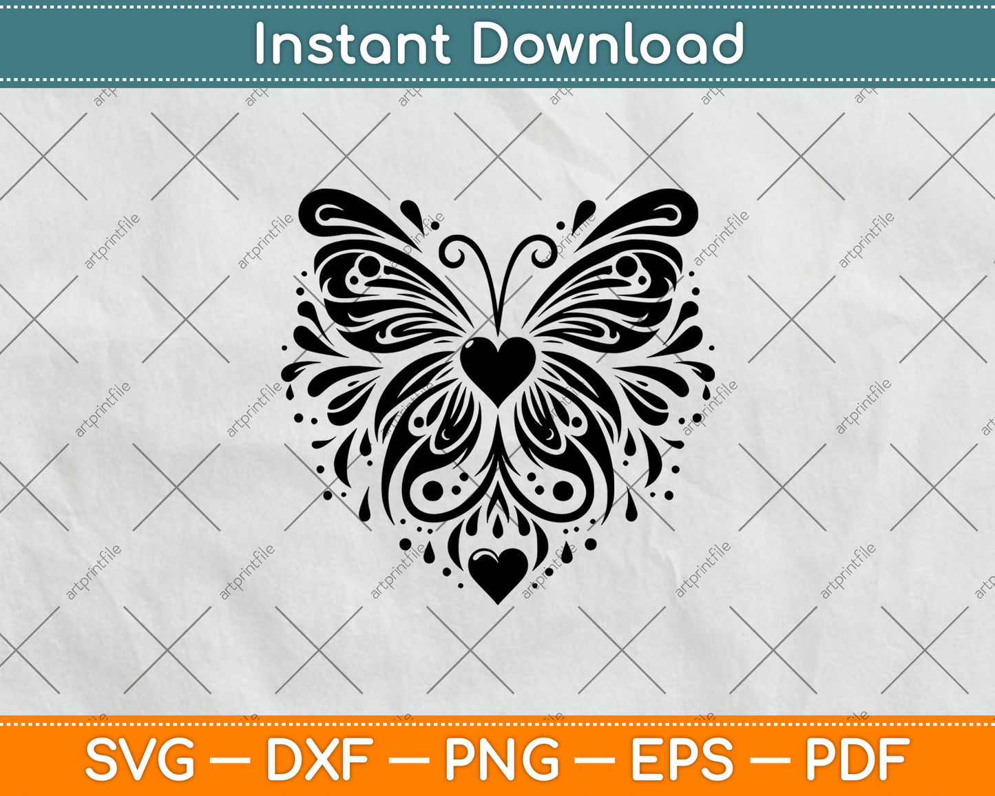Sparkly Heart Butterfly Svg Digital Cutting File