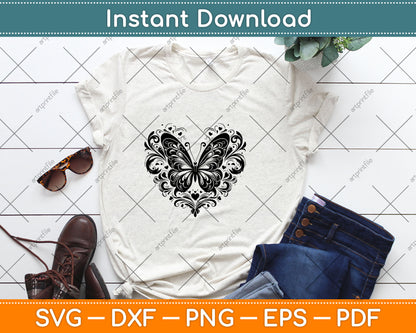 Sparkly Heart Butterfly Svg Digital Cutting File