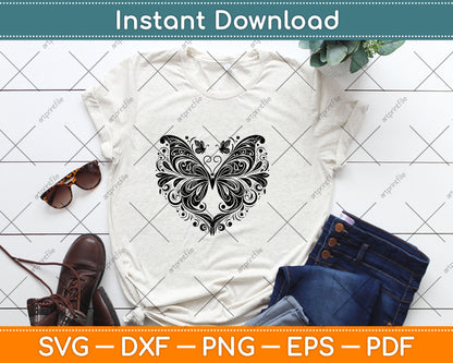 Sparkly Heart Butterfly Svg Design Digital Cutting File