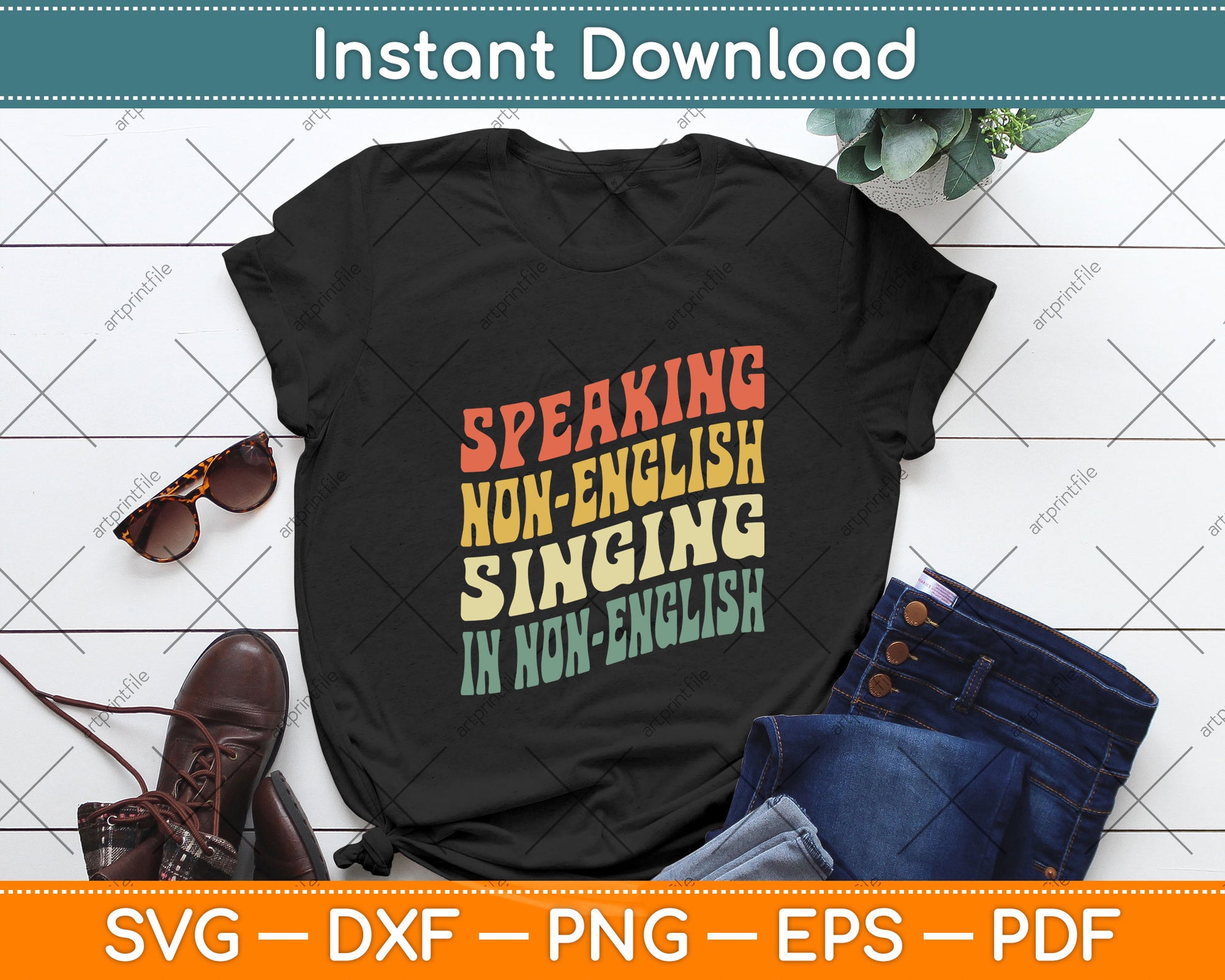 Speaking Non-English Singing In Non-English Funny Svg Png Dxf Digital Cutting File