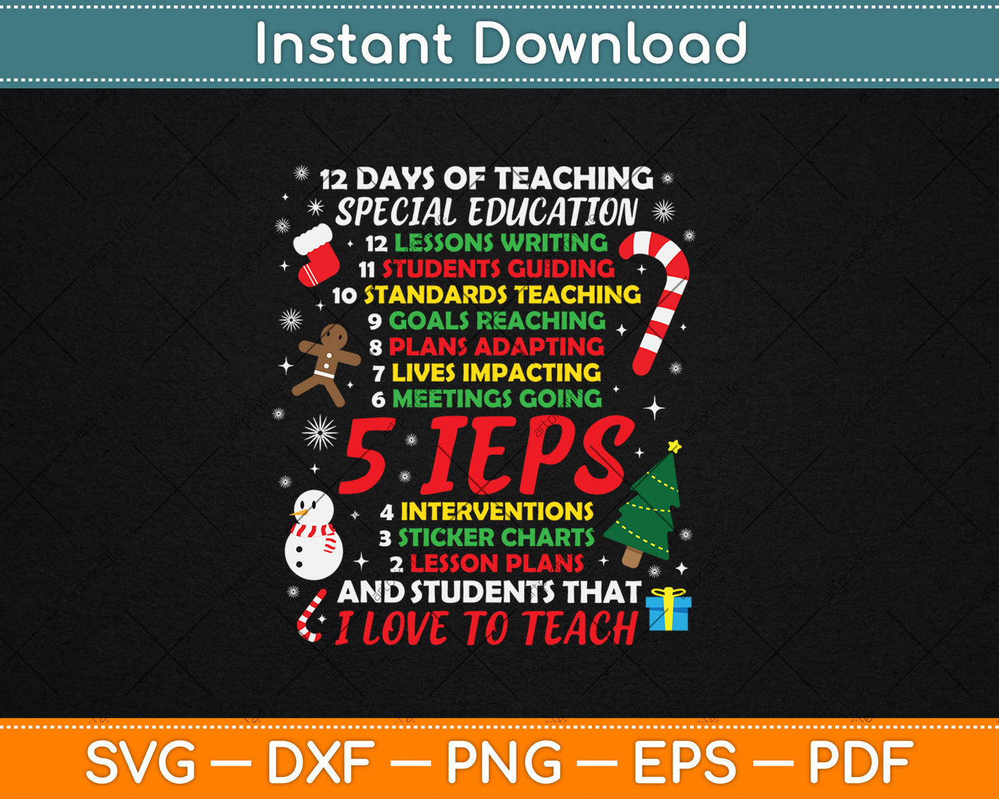 Special Education Teacher Gift SPED School Tee Funny Christmas Svg Digital Cutting File