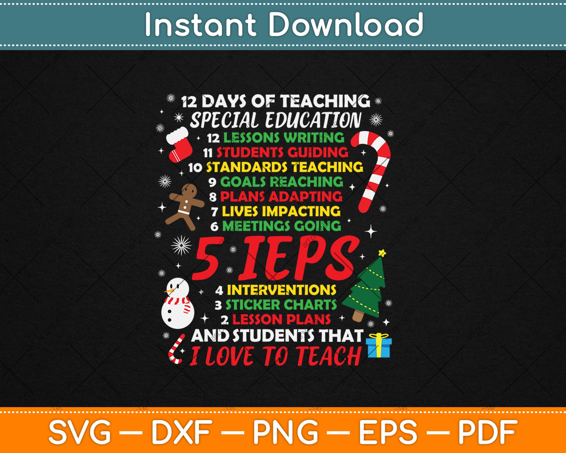 Special Education Teacher Gift SPED School Tee Funny Christmas Svg Digital Cutting File