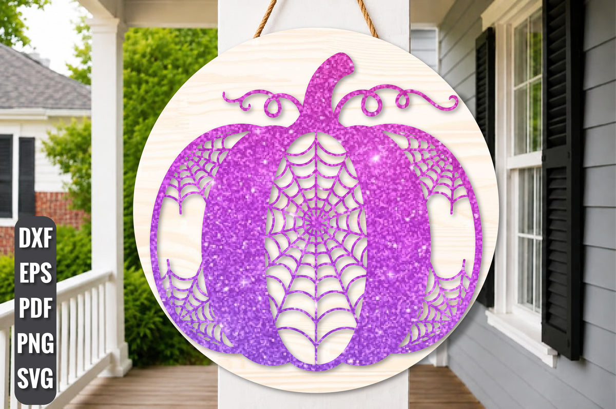 Spider Web Pumpkin Sign SVG