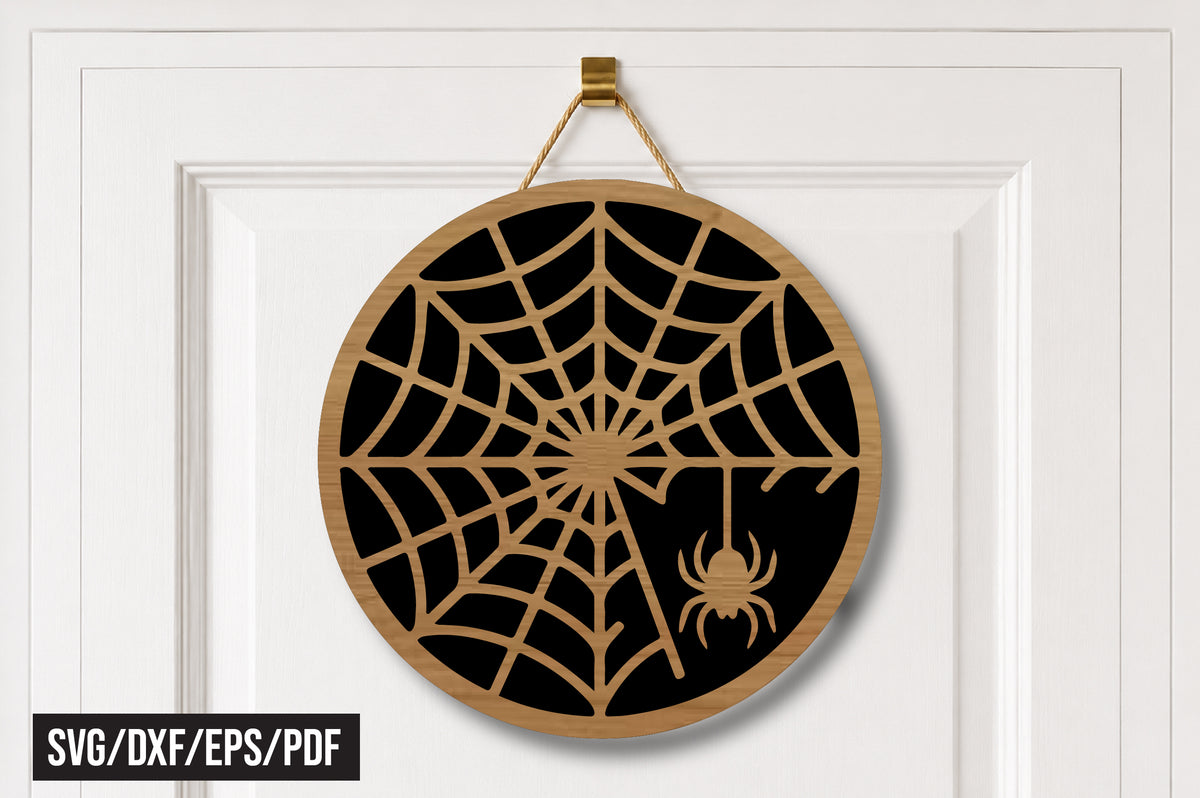 Spider Web Round Door Hanger SVG