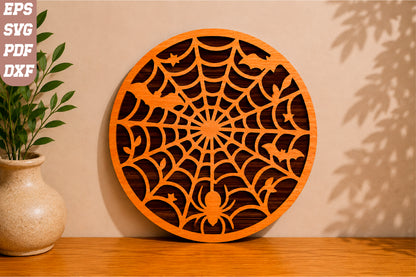 Spider Web Bats Halloween SVG