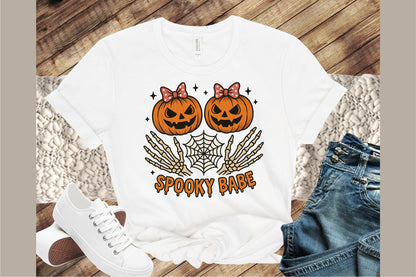 Spooky Babe Skeleton Pumpkin Halloween PNG Design