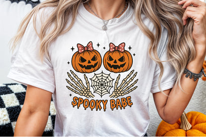 Spooky Babe Skeleton Pumpkin Halloween PNG Design