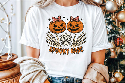 Spooky Babe Skeleton Pumpkin Halloween PNG Design