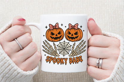 Spooky Babe Skeleton Pumpkin Halloween PNG Design