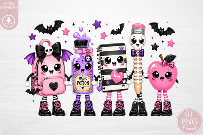 Spooky Back to School PNG Cute Halloween School Sublimation Design