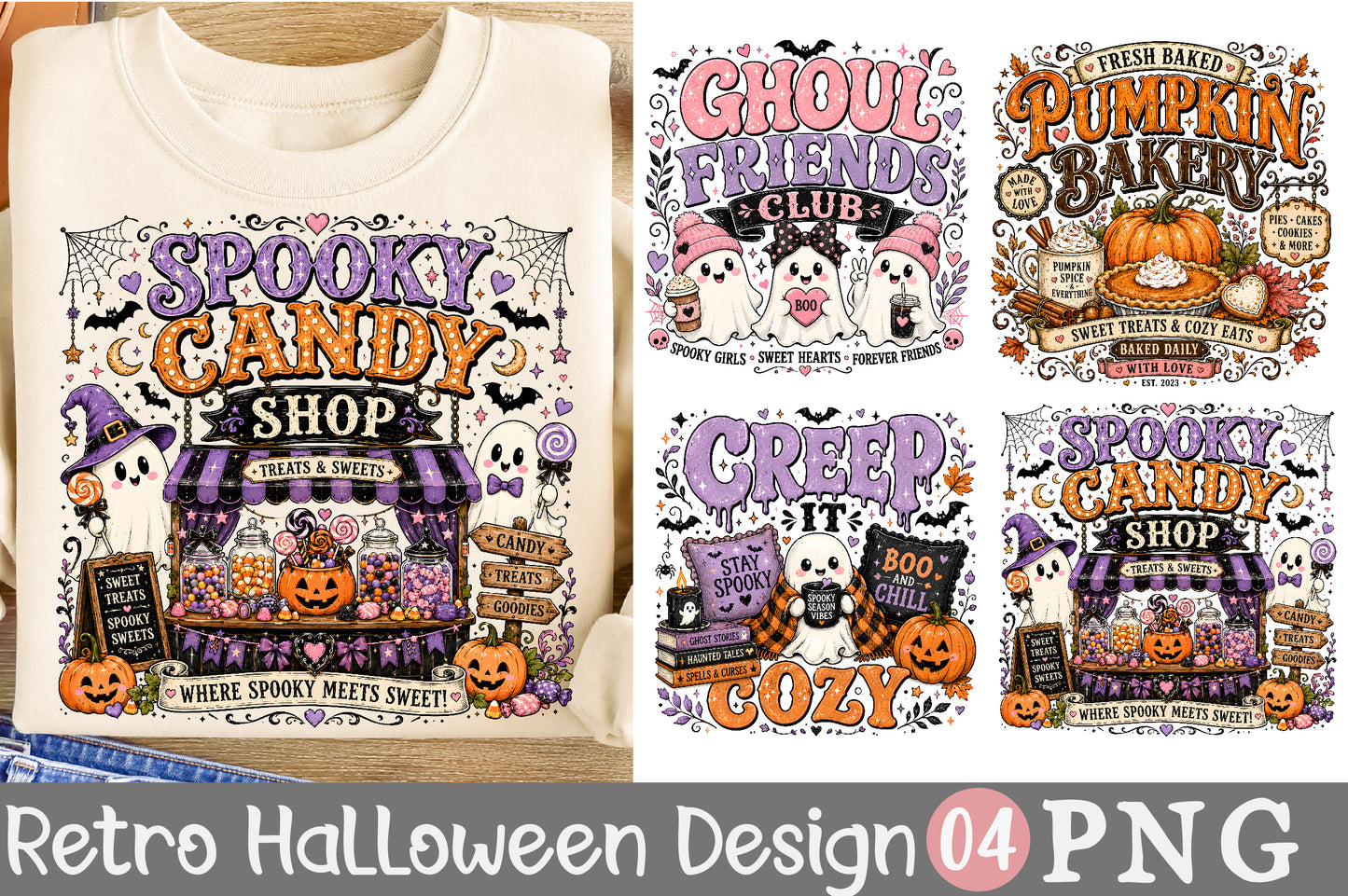 Spooky Candy Shop PNG Bundle Cute Halloween Sublimation Designs