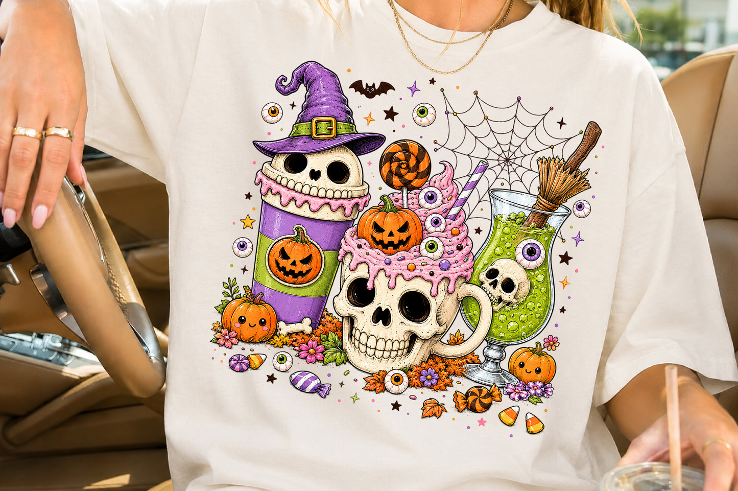 Spooky Cute Halloween Drinks PNG Witchy Skull Potion Sublimation