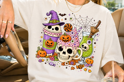 Spooky Cute Halloween Drinks PNG Witchy Skull Potion Sublimation