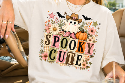 Spooky Cute Halloween PNG Cowboy Ghost Pumpkin Sublimation Design