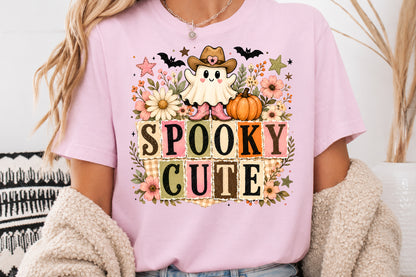 Spooky Cute Halloween PNG Cowboy Ghost Pumpkin Sublimation Design