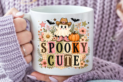 Spooky Cute Halloween PNG Cowboy Ghost Pumpkin Sublimation Design