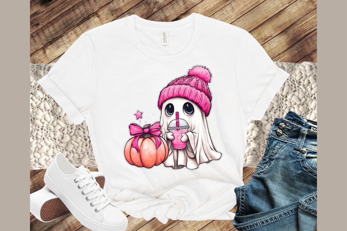 Pink Beanie Ghost Halloween PNG