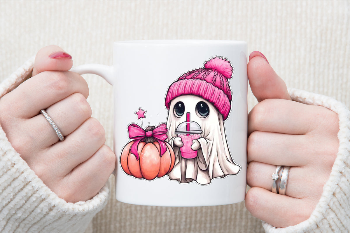 Pink Beanie Ghost Halloween PNG