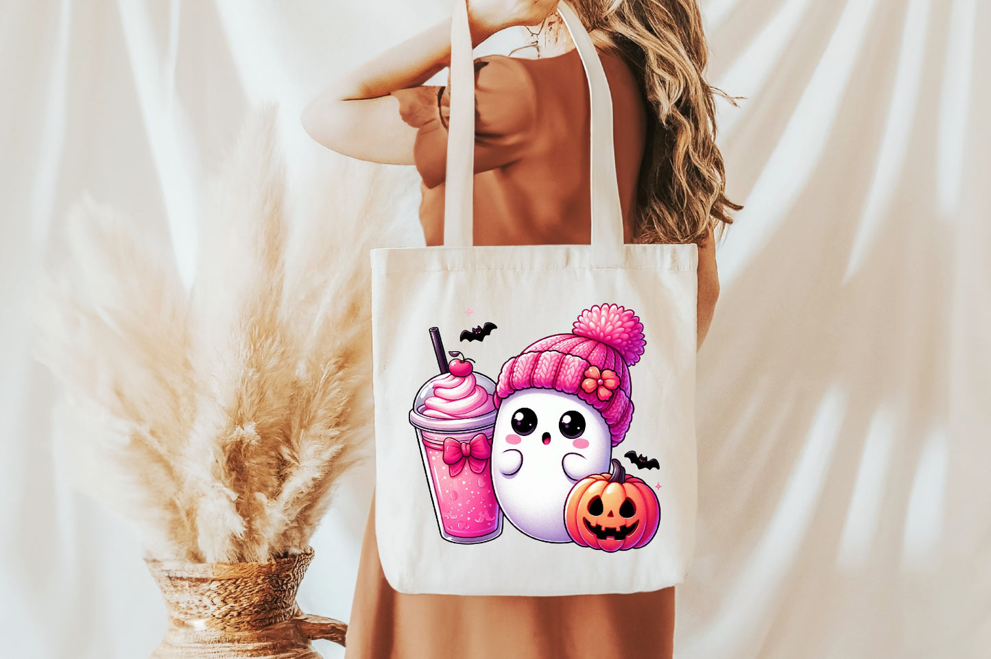 Cute Pink Ghost Halloween PNG Spooky Breast Cancer Awareness Sublimation