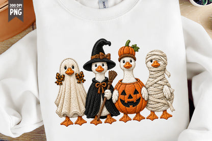 Spooky Goose PNG Halloween Pumpkin Season Sublimation Design