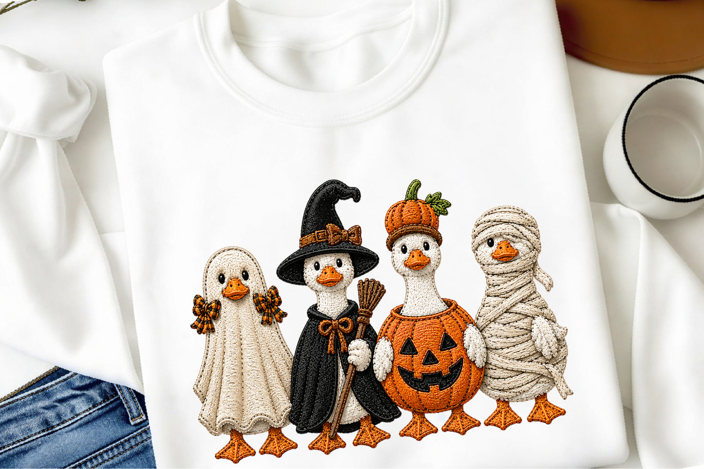 Spooky Goose PNG Halloween Pumpkin Season Sublimation Design