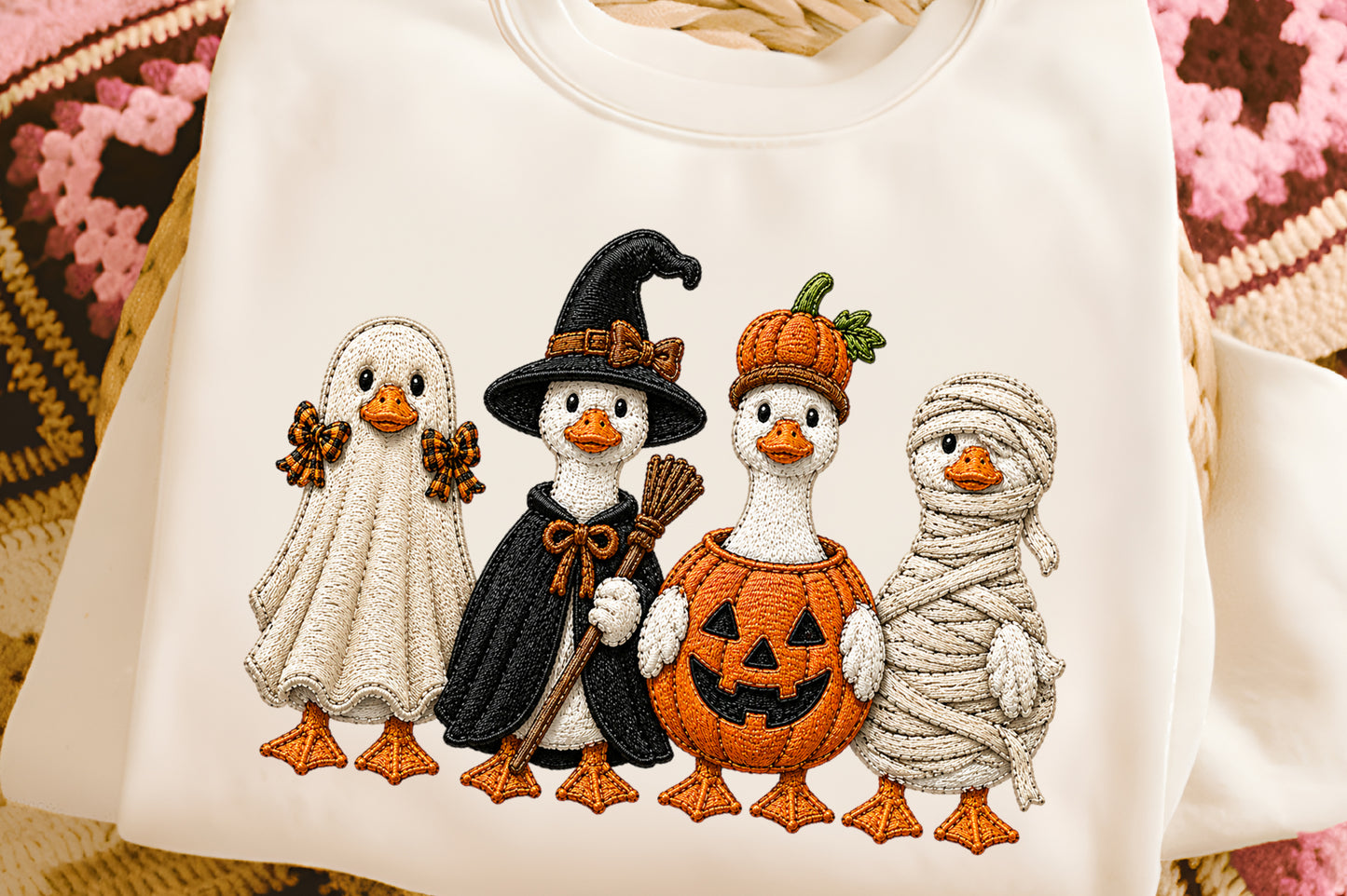 Spooky Goose PNG Halloween Pumpkin Season Sublimation Design