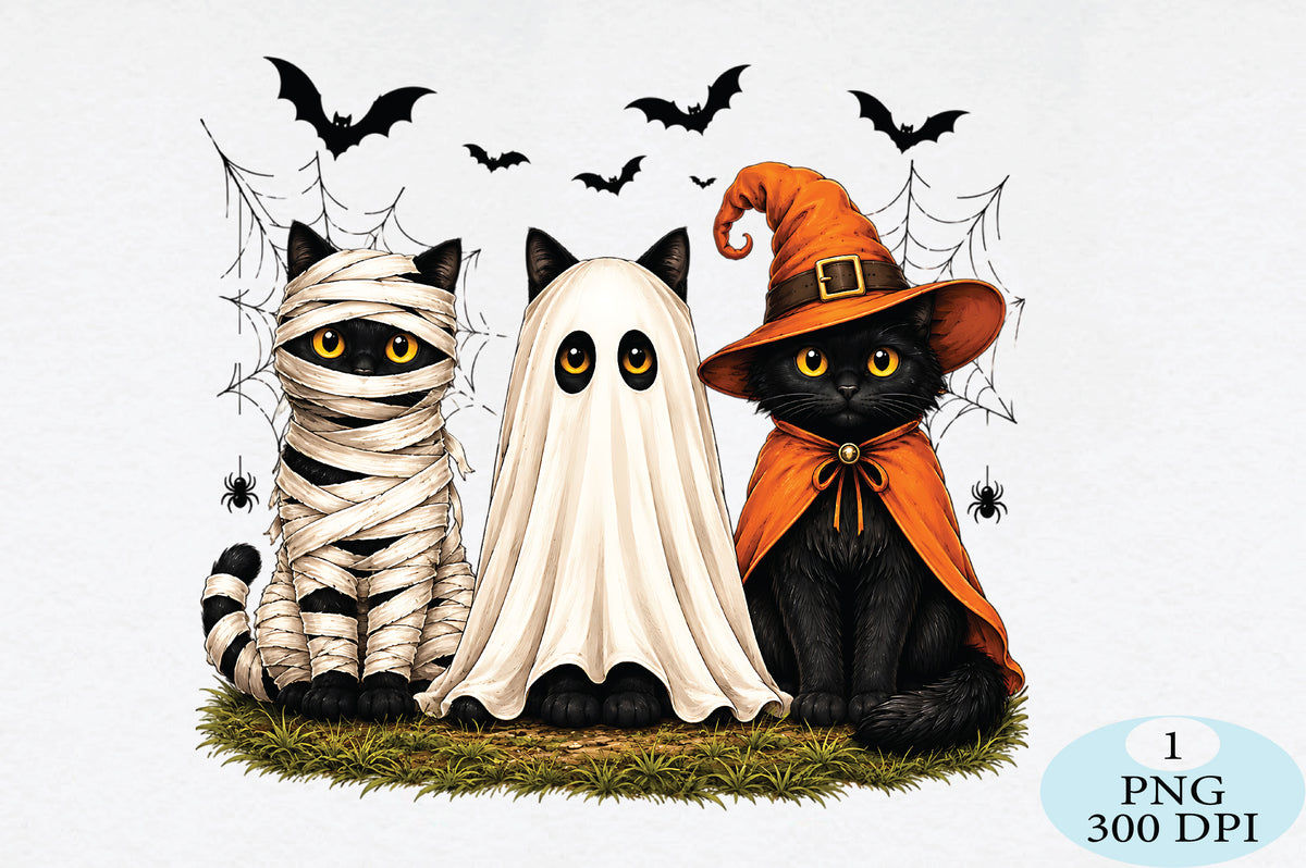 Spooky Halloween Cats PNG