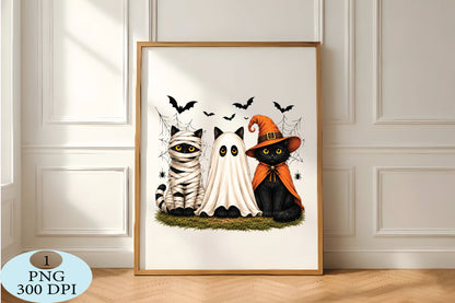 Spooky Halloween Cats PNG
