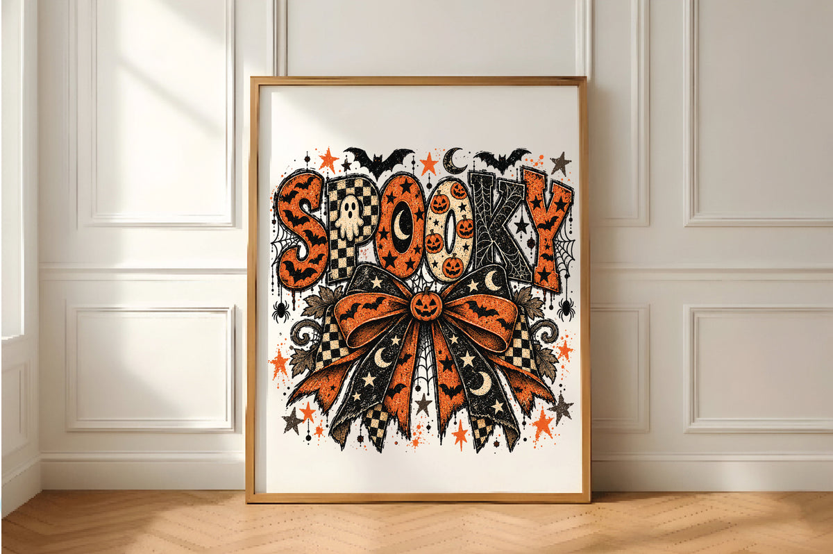 Spooky Halloween Pumpkin Bow Skeleton PNG