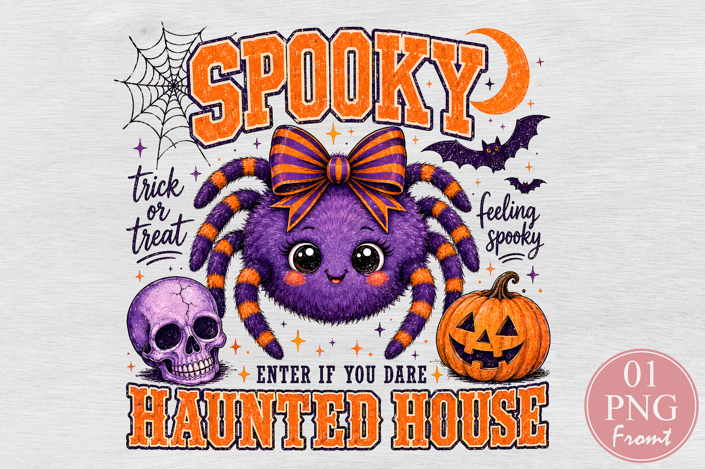 Spooky Halloween Spider Haunted House PNG Sublimation Design