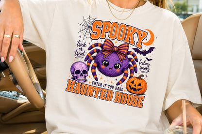 Spooky Halloween Spider Haunted House PNG Sublimation Design