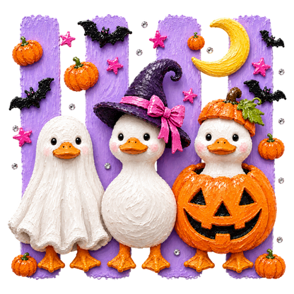 Spooky Halloween Goose PNG Pumpkin Season Sublimation Design