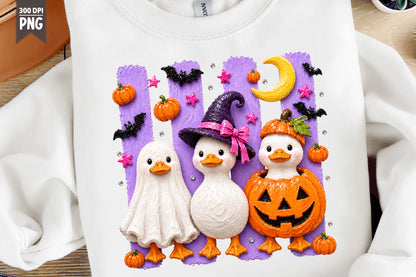 Spooky Halloween Goose PNG Pumpkin Season Sublimation Design