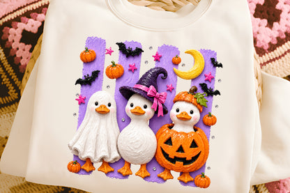 Spooky Halloween Goose PNG Pumpkin Season Sublimation Design