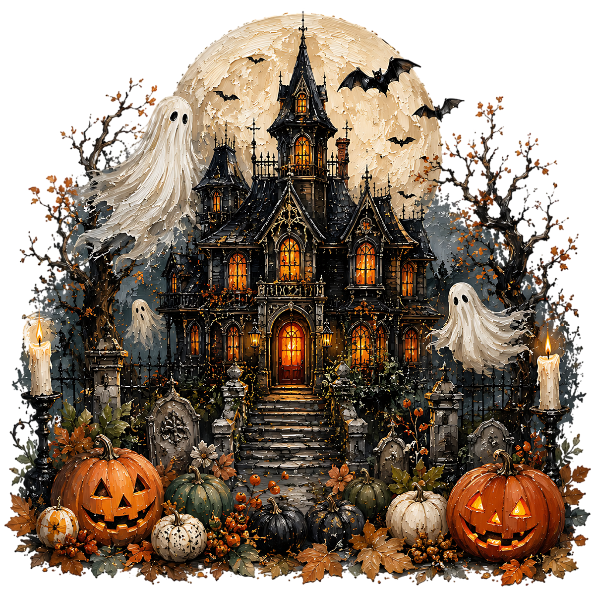 Spooky Haunted House Halloween PNG