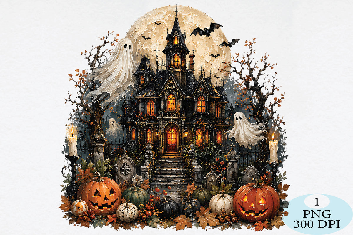 Spooky Haunted House Halloween PNG
