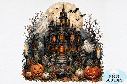 Spooky Haunted House Halloween PNG