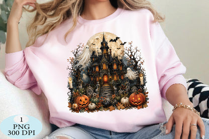 Spooky Haunted House Halloween PNG