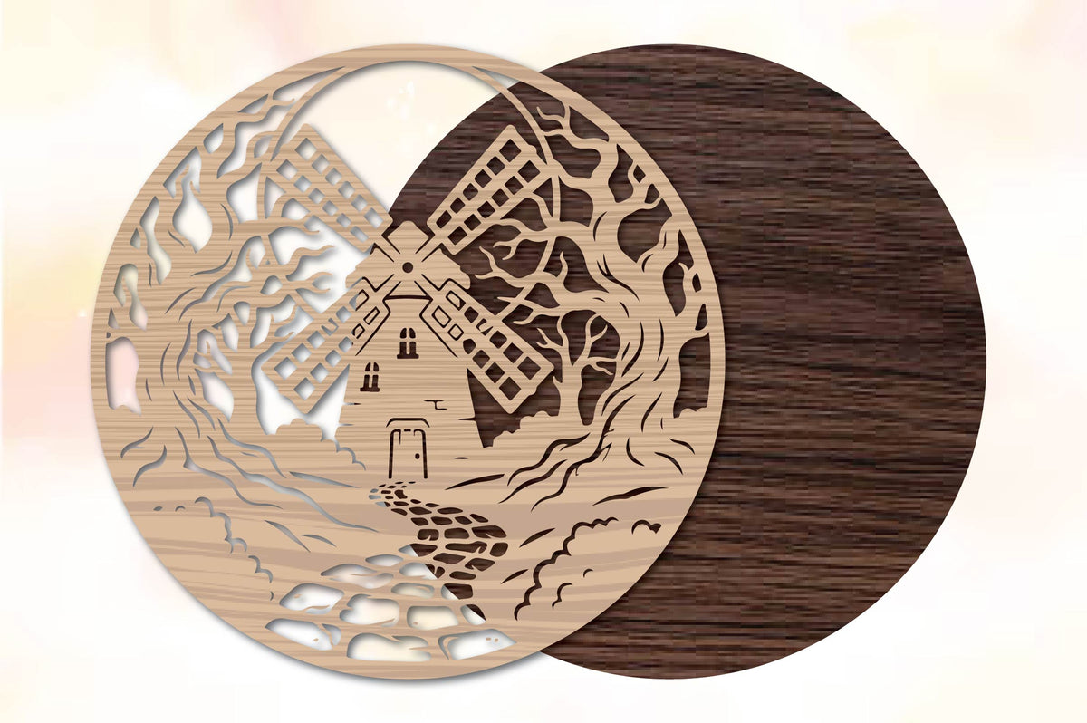 Spooky Haunted House Windmill Laser Cut SVG