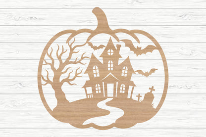 Spooky House Pumpkin SVG Laser Cut
