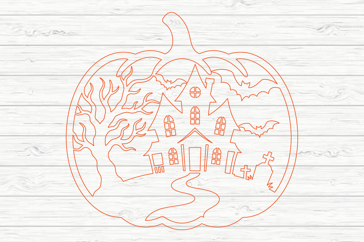Spooky House Pumpkin SVG Laser Cut